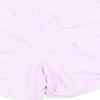 Marks and Spencer Mens Purple Polyester Sweat Shorts Size 2XL L6 in Regular Drawstring - Elasticated Waist Swim Shorts Pockets