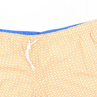 Marks and Spencer Mens Orange Geometric Polyester Sweat Shorts Size 3XL L6 in Regular Drawstring - Elasticated Waist Swim Shorts Pockets
