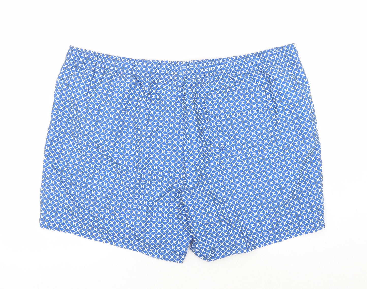 marks and s Mens Blue Geometric Polyester Sweat Shorts Size 3XL L6 in Regular Drawstring - Elasticated Waist Swim Shorts Pockets