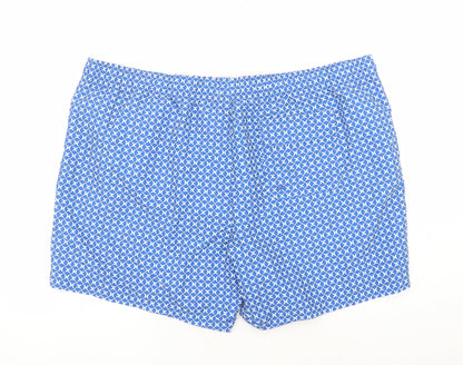 marks and s Mens Blue Geometric Polyester Sweat Shorts Size 3XL L6 in Regular Drawstring - Elasticated Waist Swim Shorts Pockets