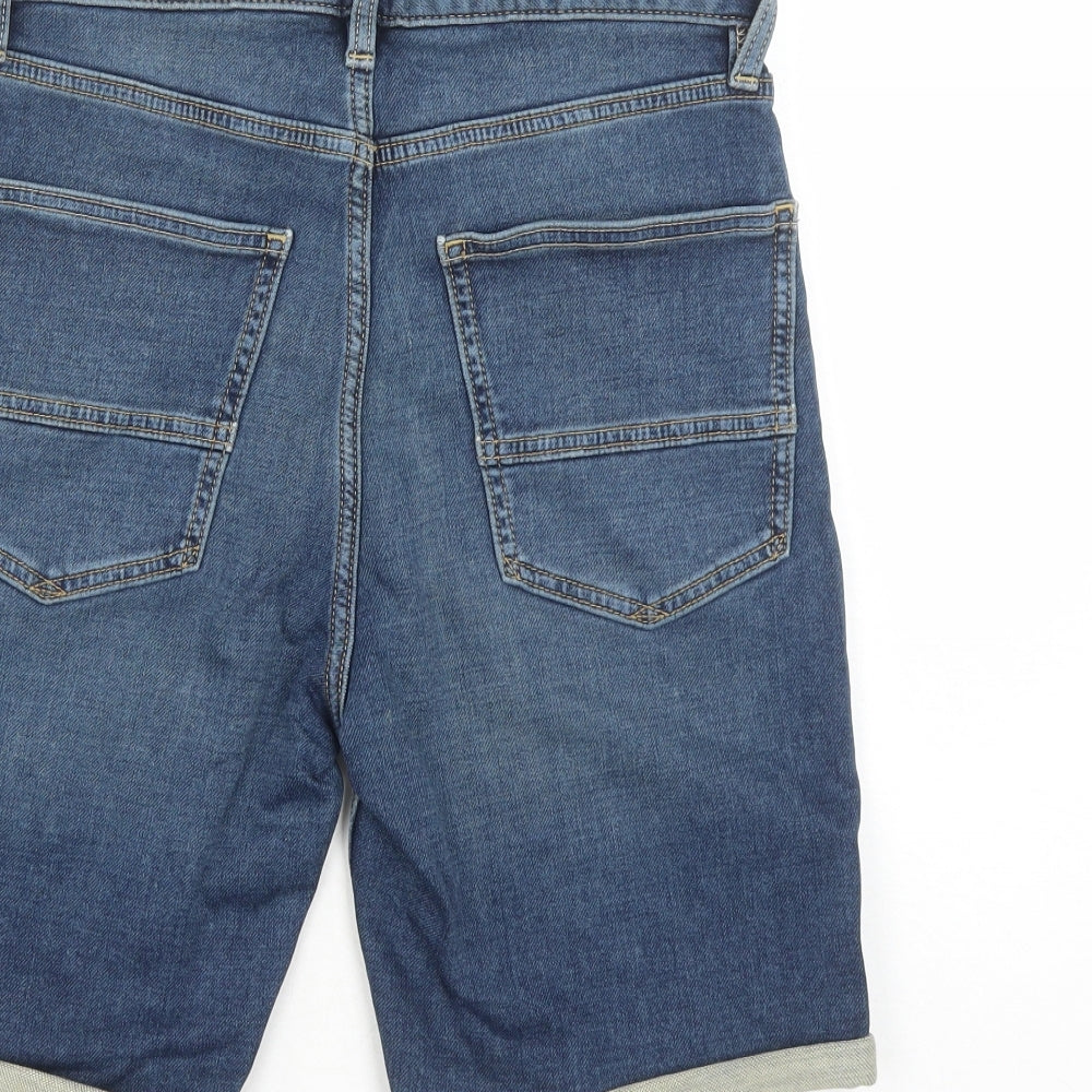 marks ands Mens Blue Cotton Biker Shorts Size 30 in L9 in Regular Zip - Pockets