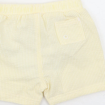 Marks and Spencer Boys Yellow Striped Cotton Sweatpants Trousers Size 12-18 Months - Elasticated Waist Swim Shorts