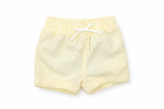 Marks and Spencer Boys Yellow Striped Cotton Sweatpants Trousers Size 0-3 Months - Elasticated Waist Swim Shorts