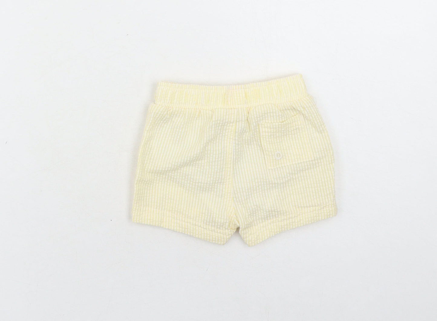 Marks and Spencer Boys Yellow Striped Cotton Sweatpants Trousers Size 0-3 Months - Elasticated Waist Swim Shorts