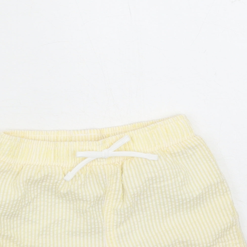 Marks and Spencer Boys Yellow Striped Cotton Sweatpants Trousers Size 0-3 Months - Elasticated Waist Swim Shorts