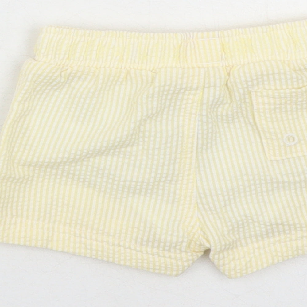 Marks and Spencer Boys Yellow Striped Cotton Sweatpants Trousers Size 0-3 Months - Elasticated Waist Swim Shorts