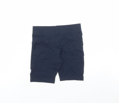GOODMOVE Girls Blue Cotton Compression Shorts Size 11-12 Years L6 in Regular - Elasticated Waist