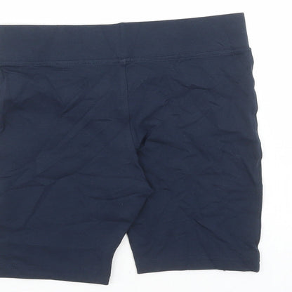 GOODMOVE Girls Blue Cotton Compression Shorts Size 11-12 Years L6 in Regular - Elasticated Waist