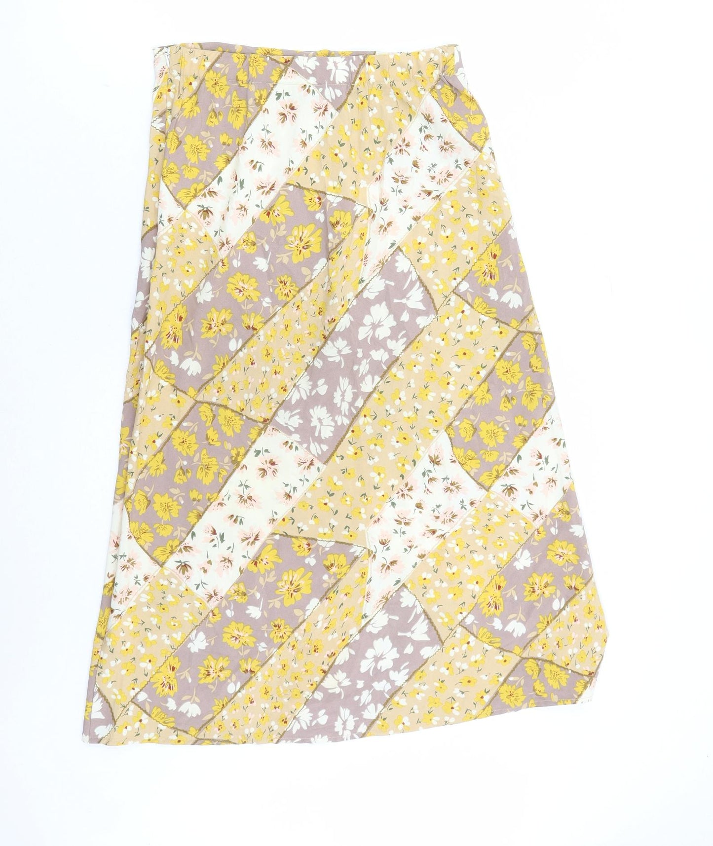 Glamaker Womens Brown Floral Polyester A-Line Skirt Size M Zip
