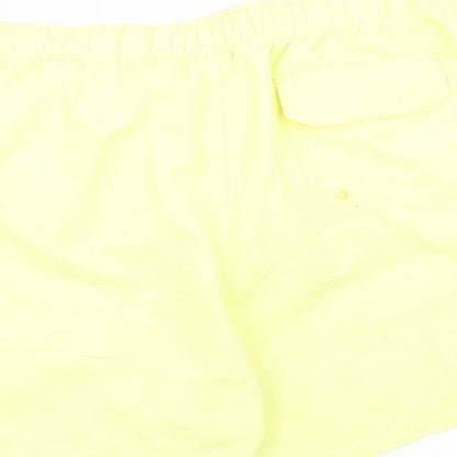 Marks and Spencer Mens Yellow Polyester Sweat Shorts Size 3XL L6 in Regular Drawstring - Elasticated Waist Swim Shorts Pockets