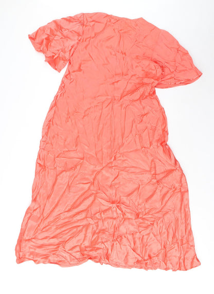 Marks and Spencer Womens Pink Viscose A-Line Size 18 V-Neck Pullover - Pleated