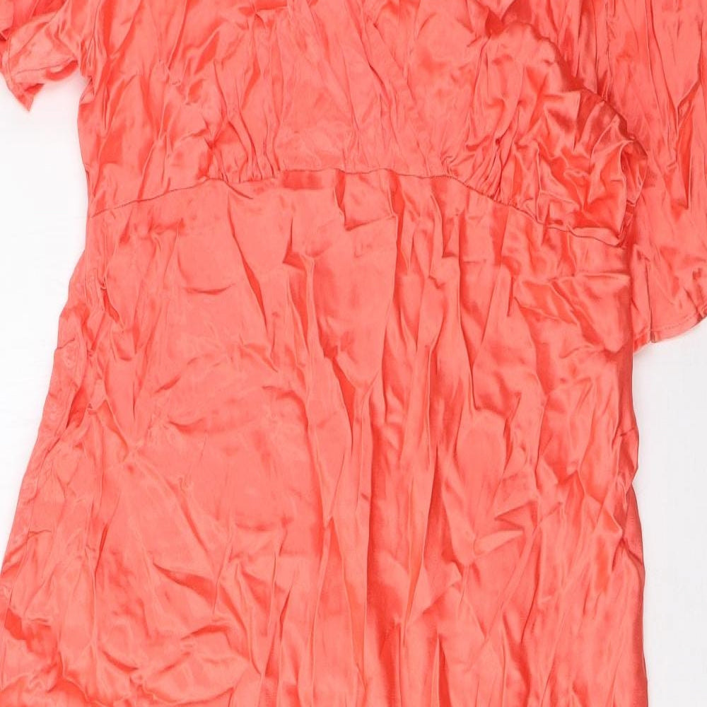 Marks and Spencer Womens Pink Viscose A-Line Size 18 V-Neck Pullover - Pleated