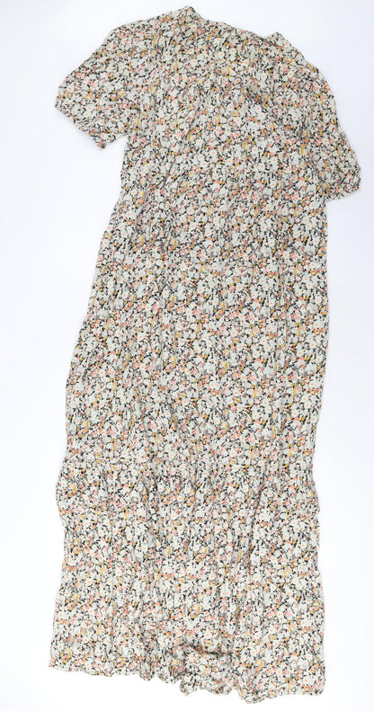 LTS Womens Multicoloured Floral Viscose A-Line Size 12 V-Neck Pullover - Pleated
