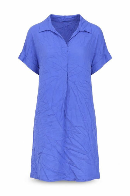 Marks and Spencer Womens Blue Viscose Shirt Dress Size 8 V-Neck Pullover