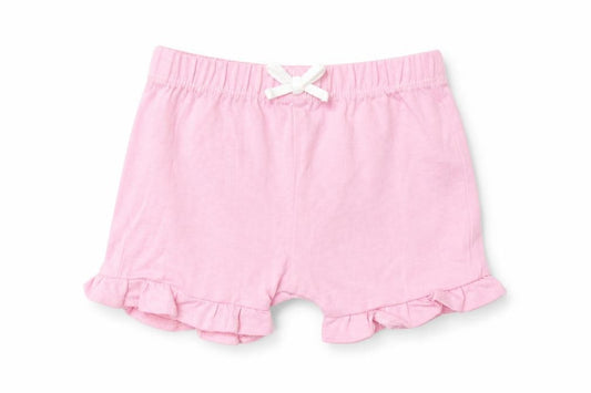 Marks and Spencer Girls Pink Cotton Cropped Trousers Size 0-3 Months Drawstring - Lettuce Edging
