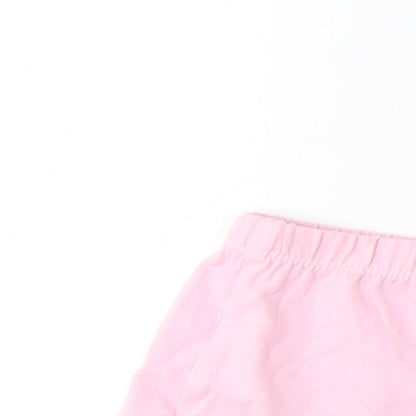 Marks and Spencer Girls Pink Cotton Cropped Trousers Size 0-3 Months Drawstring - Lettuce Edging