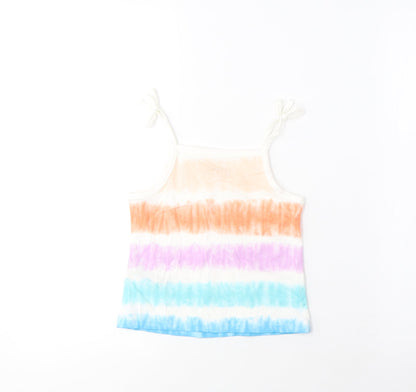 Marks and Spencer Girls Multicoloured Striped Cotton Cropped Tank Size 2-3 Years Square Neck Pullover