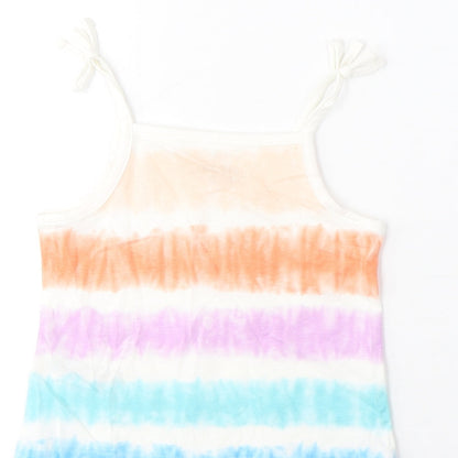 Marks and Spencer Girls Multicoloured Striped Cotton Cropped Tank Size 2-3 Years Square Neck Pullover