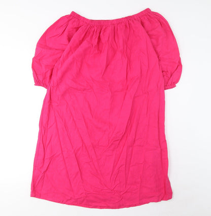 Marks and Spencer Womens Pink Linen A-Line Size M Scoop Neck Pullover