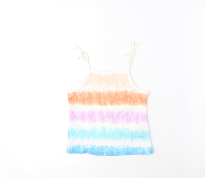Marks and Spencer Girls Multicoloured Striped Cotton Camisole Tank Size 2-3 Years Square Neck Pullover