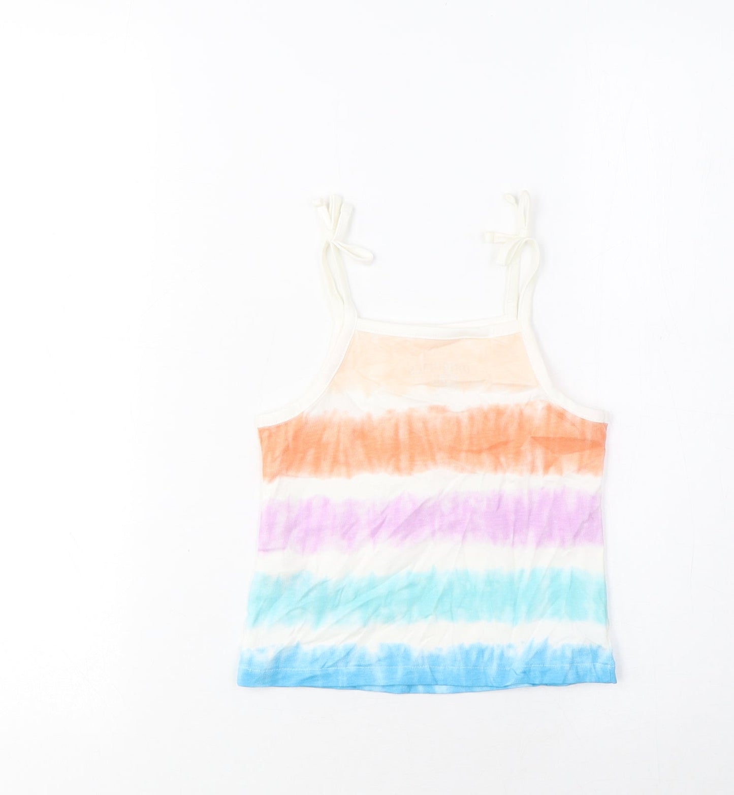 Marks and Spencer Girls Multicoloured Striped Cotton Camisole Tank Size 2-3 Years Square Neck Pullover