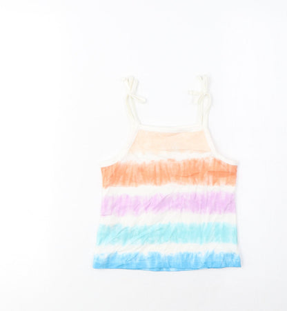 Marks and Spencer Girls Multicoloured Striped Cotton Camisole Tank Size 2-3 Years Square Neck Pullover