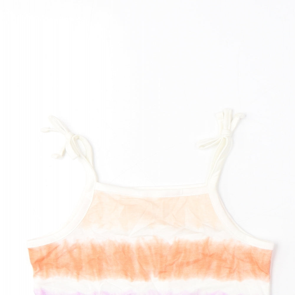 Marks and Spencer Girls Multicoloured Striped Cotton Camisole Tank Size 2-3 Years Square Neck Pullover