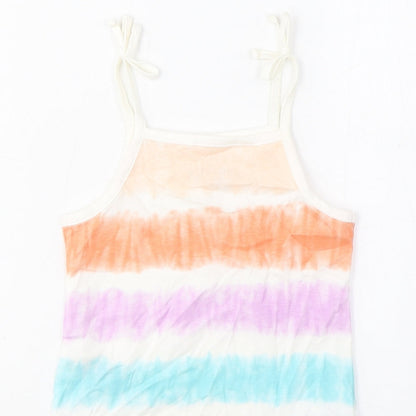 Marks and Spencer Girls Multicoloured Striped Cotton Camisole Tank Size 2-3 Years Square Neck Pullover