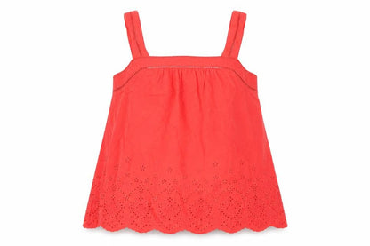 Marks and Spencer Womens Pink Cotton Camisole Tank Size 6 Square Neck - Embroidered