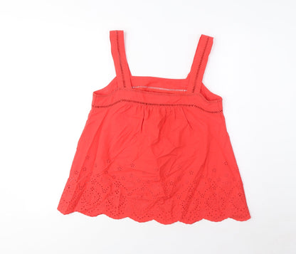 Marks and Spencer Womens Pink Cotton Camisole Tank Size 6 Square Neck - Embroidered