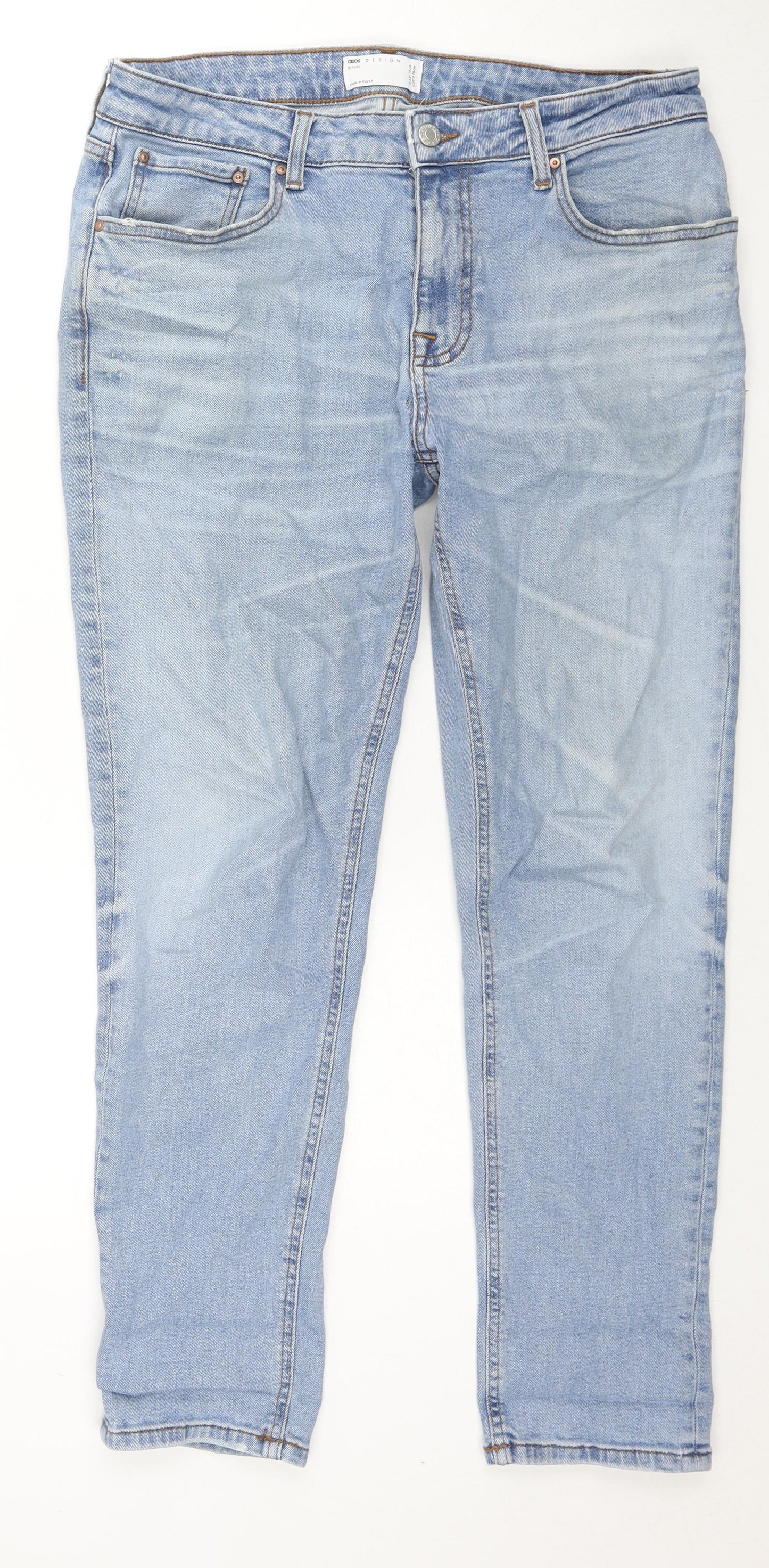 ASOS Womens Blue Cotton Skinny Jeans Size 32 in L30 in Regular Zip