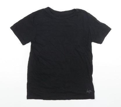 Hype Boys Black Polyester Basic T-Shirt Size 7-8 Years Round Neck Pullover
