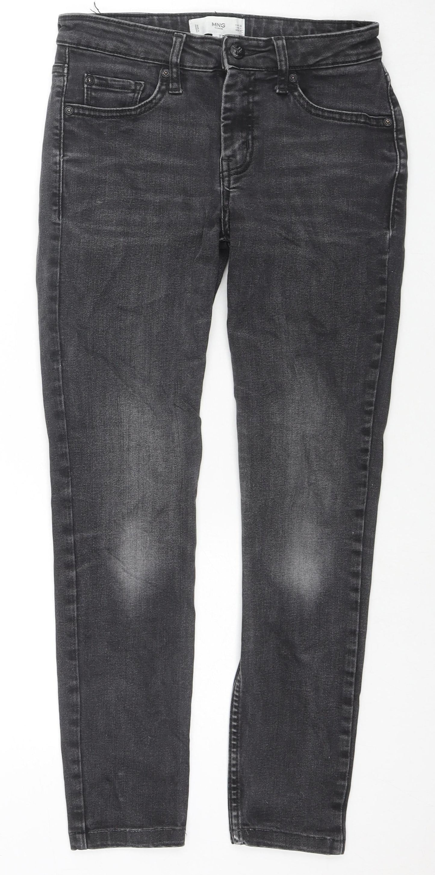 Mango Womens Grey Cotton Skinny Jeans Size 8 L24 in Regular Zip