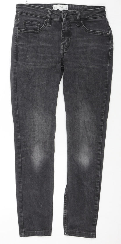 Mango Womens Grey Cotton Skinny Jeans Size 8 L24 in Regular Zip