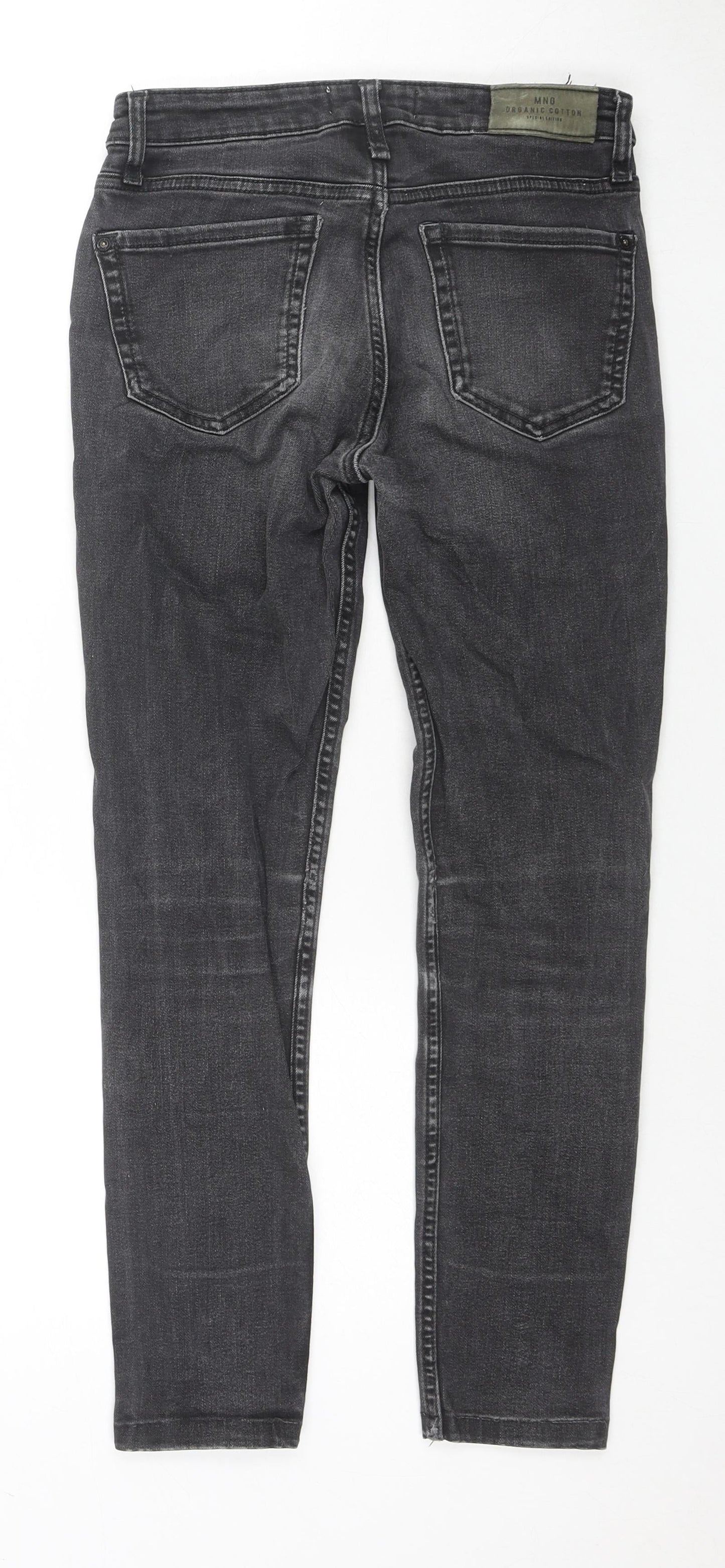 Mango Womens Grey Cotton Skinny Jeans Size 8 L24 in Regular Zip