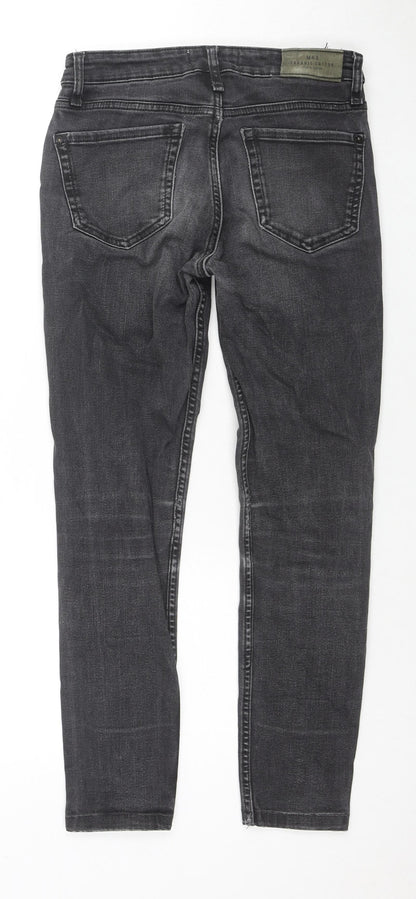 Mango Womens Grey Cotton Skinny Jeans Size 8 L24 in Regular Zip