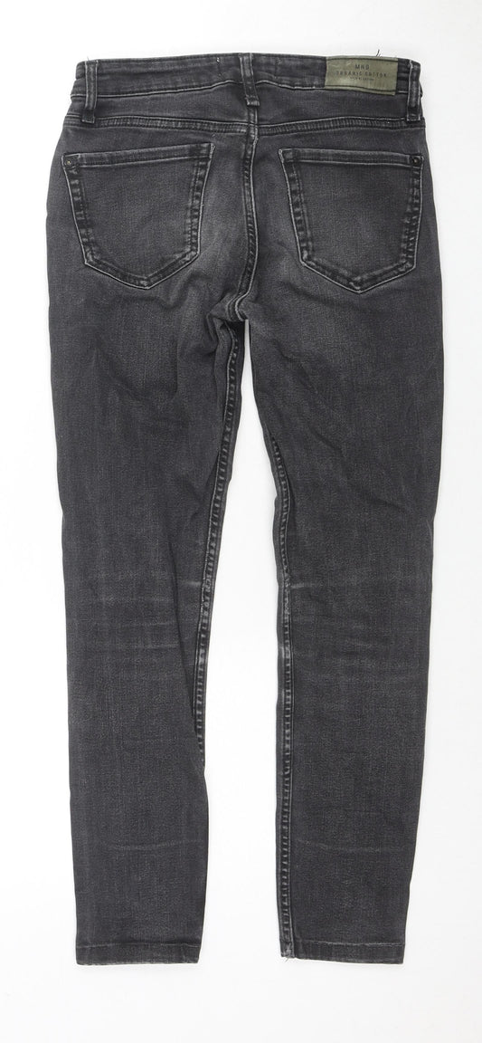 Mango Womens Grey Cotton Skinny Jeans Size 8 L24 in Regular Zip