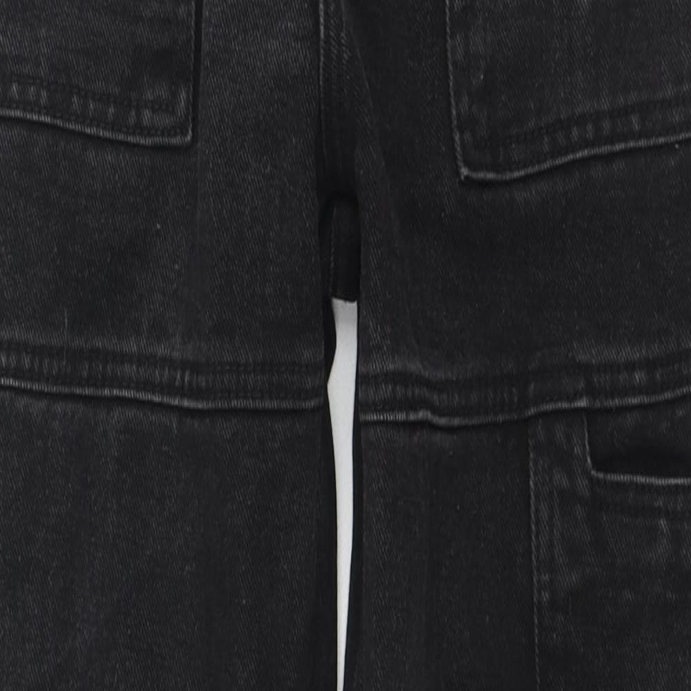 PRETTYLITTLETHING Womens Black Cotton Straight Jeans Size 4 L27 in Regular Zip - Cargo Style