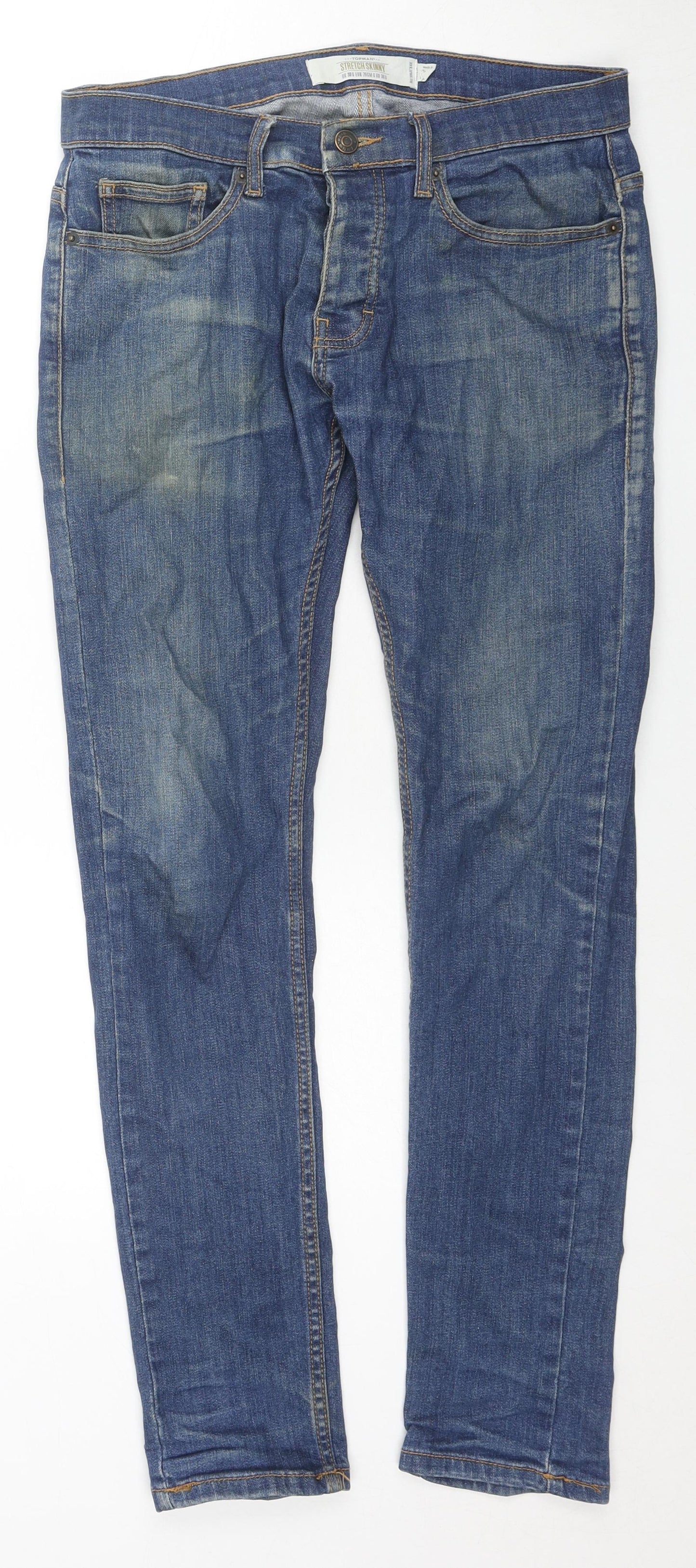Mens UK Size 30 in Topman Regular Fit Skinny Blue Jeans