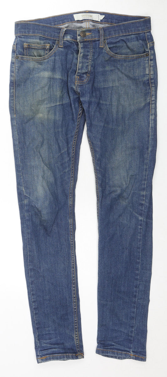 Mens UK Size 30 in Topman Regular Fit Skinny Blue Jeans