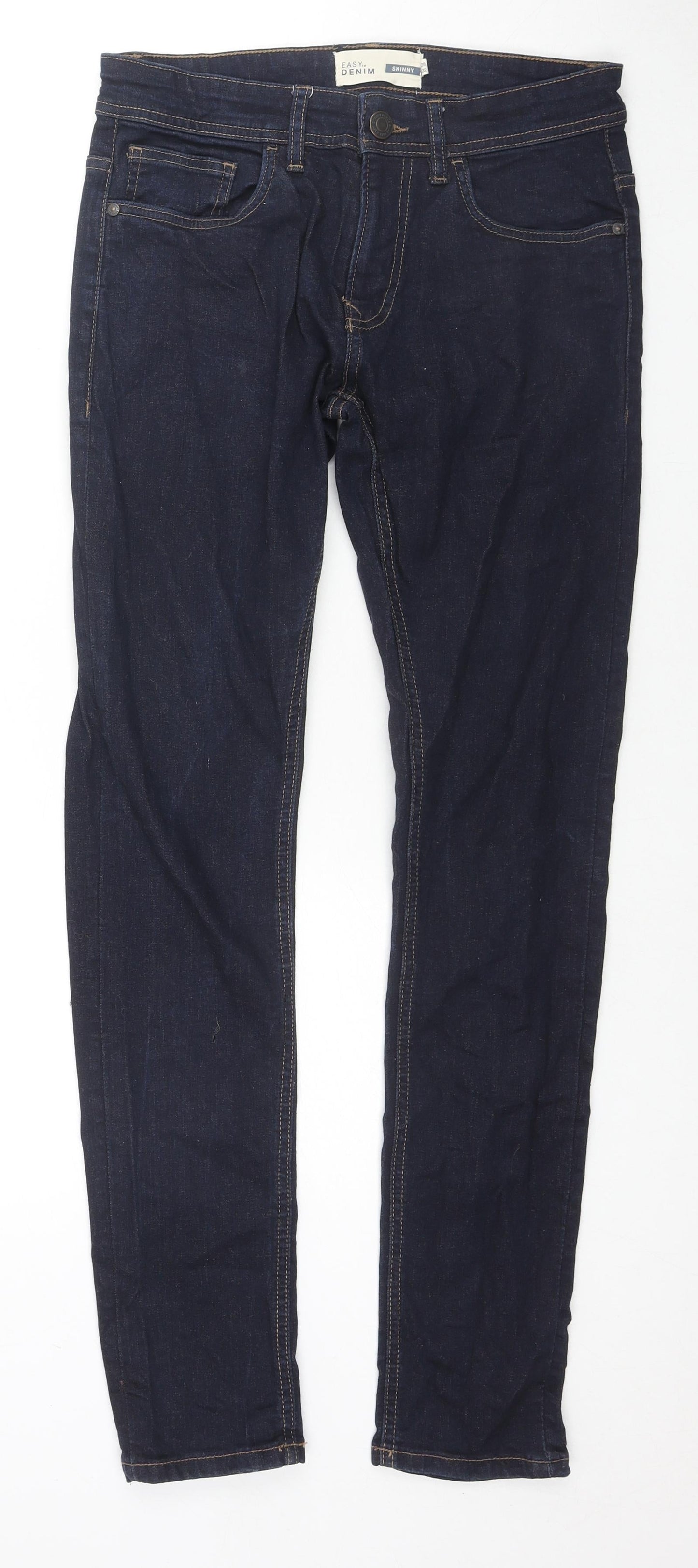 Easy Mens Blue Cotton Skinny Jeans Size 28 in L32 in Regular Zip
