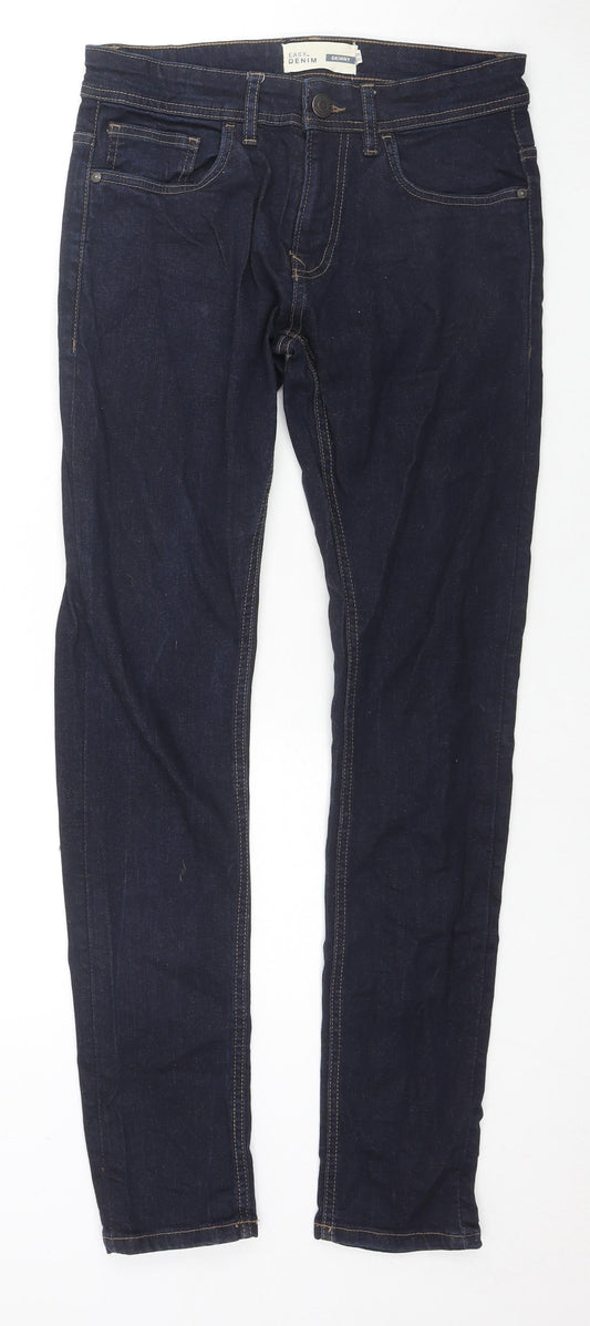 Easy Mens Blue Cotton Skinny Jeans Size 28 in L32 in Regular Zip
