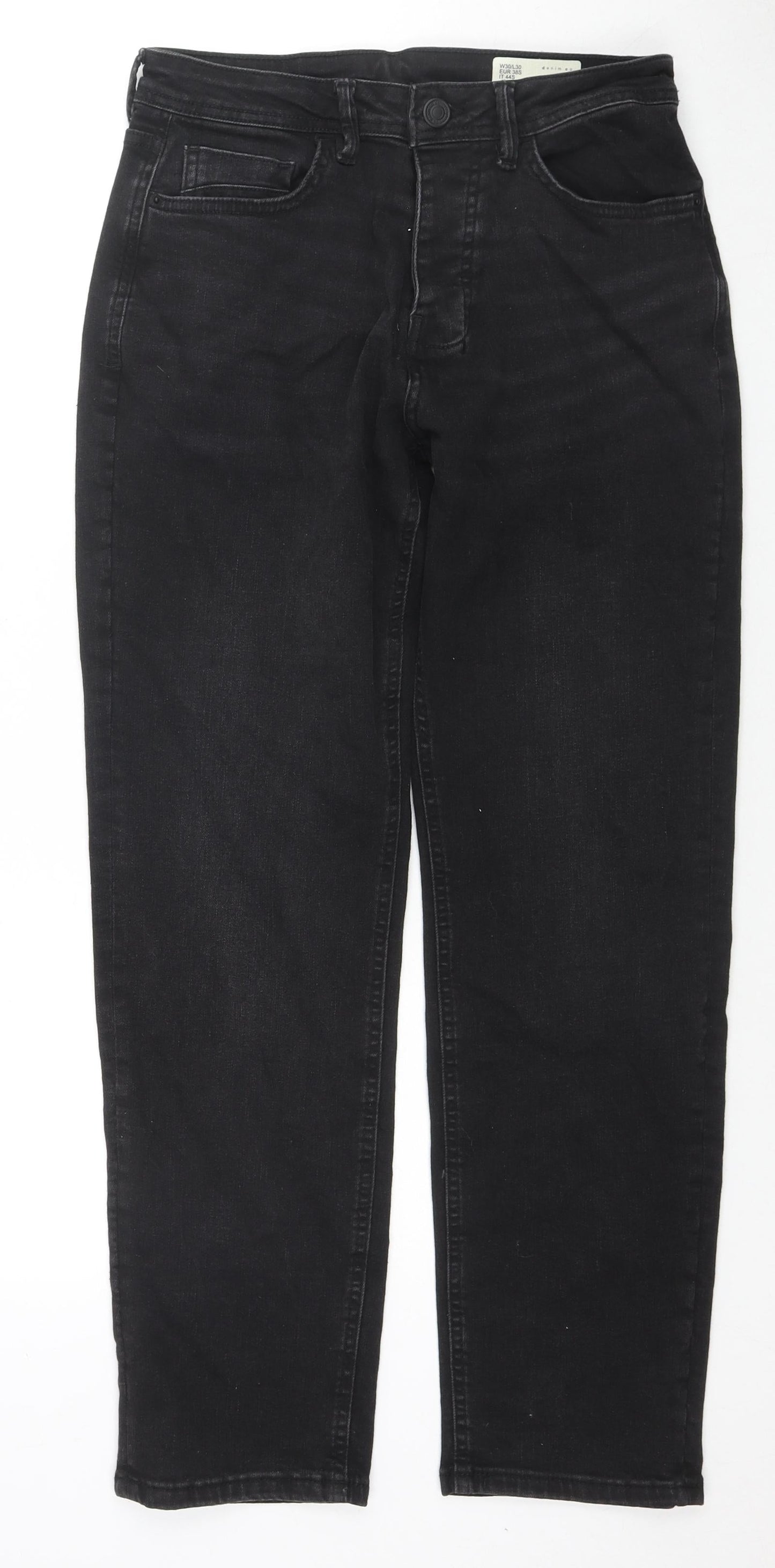 Denim & Co. Mens Blue Cotton Straight Jeans Size 30 in L30 in Regular Zip