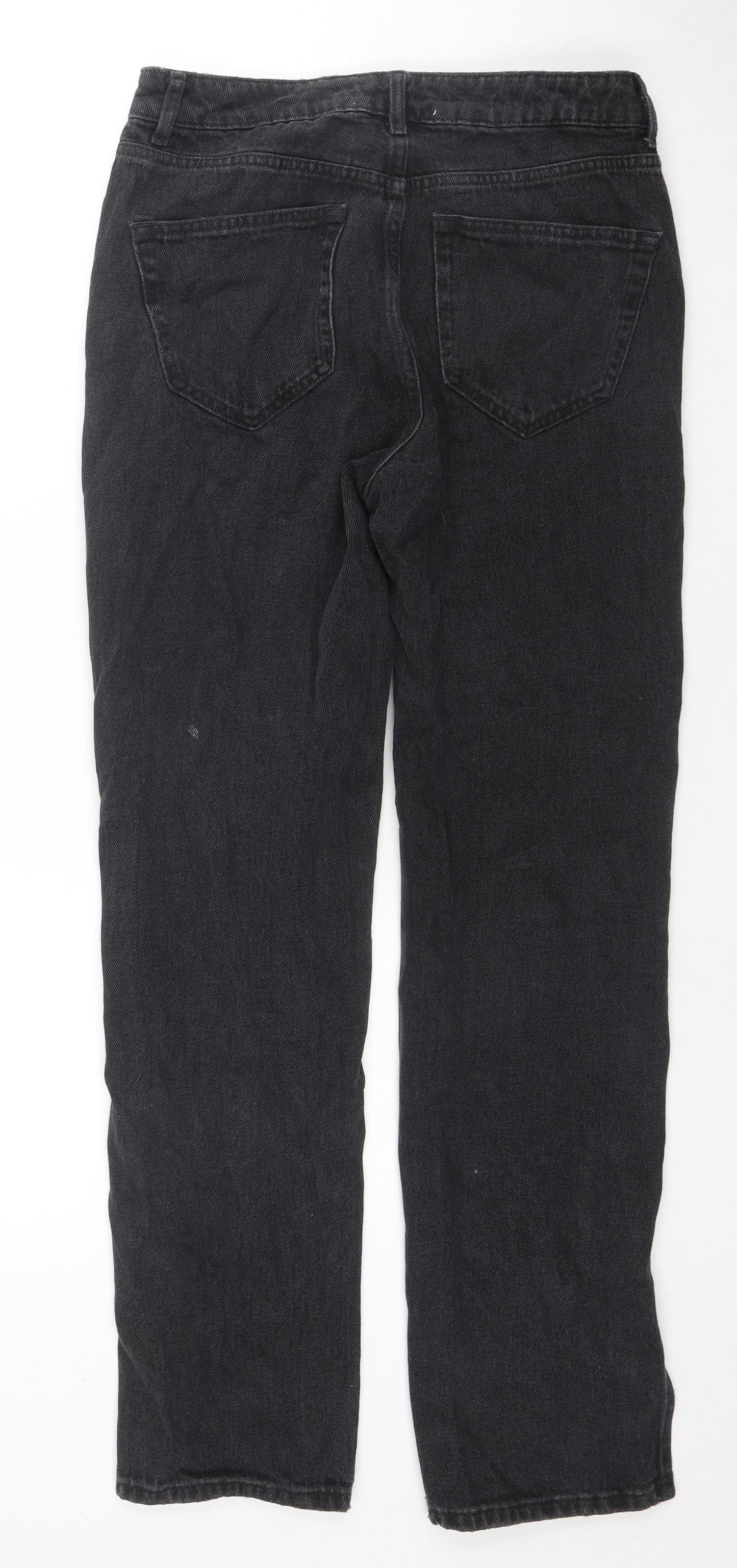 Denim & Co. Womens Black Cotton Straight Jeans Size 12 L30 in Regular Zip - Side Slit(s)