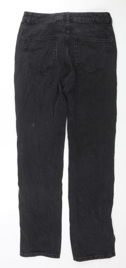 Denim & Co. Womens Black Cotton Straight Jeans Size 12 L30 in Regular Zip - Side Slit(s)