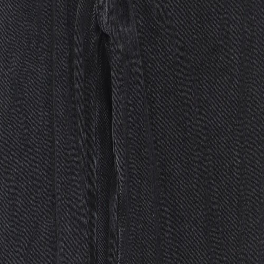 Denim & Co. Womens Black Cotton Straight Jeans Size 12 L30 in Regular Zip - Side Slit(s)