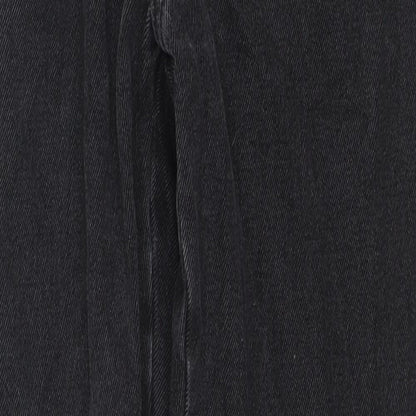 Denim & Co. Womens Black Cotton Straight Jeans Size 12 L30 in Regular Zip - Side Slit(s)