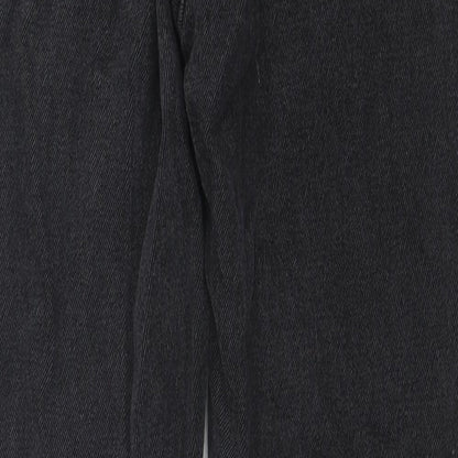 Denim & Co. Womens Black Cotton Straight Jeans Size 12 L30 in Regular Zip - Side Slit(s)
