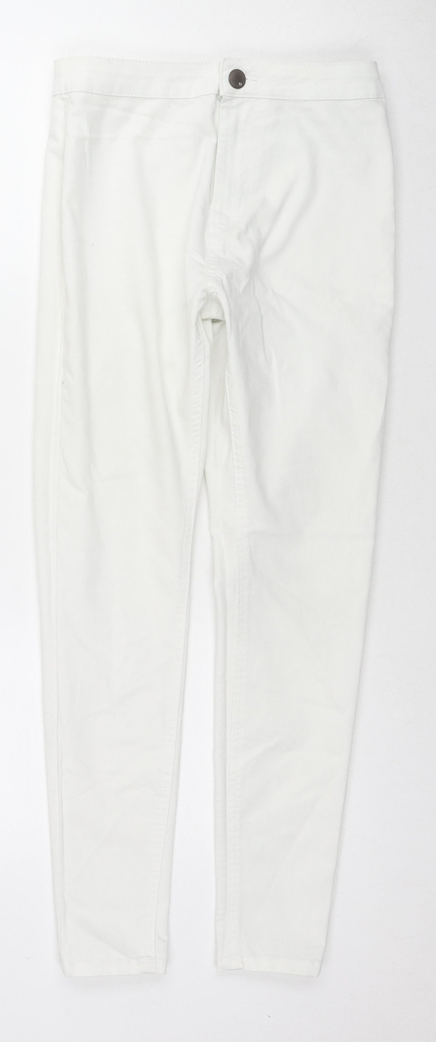 Cotton On Womens White Cotton Skinny Jeans Size 12 L27 in Regular Zip