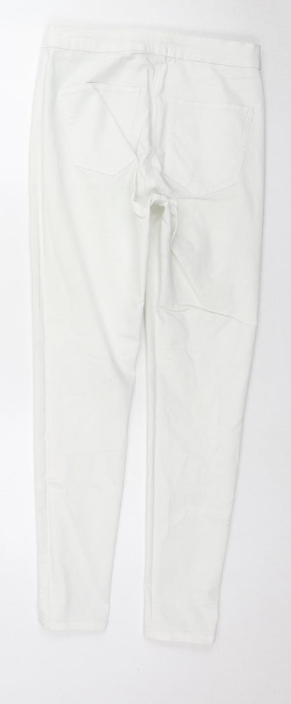 Cotton On Womens White Cotton Skinny Jeans Size 12 L27 in Regular Zip